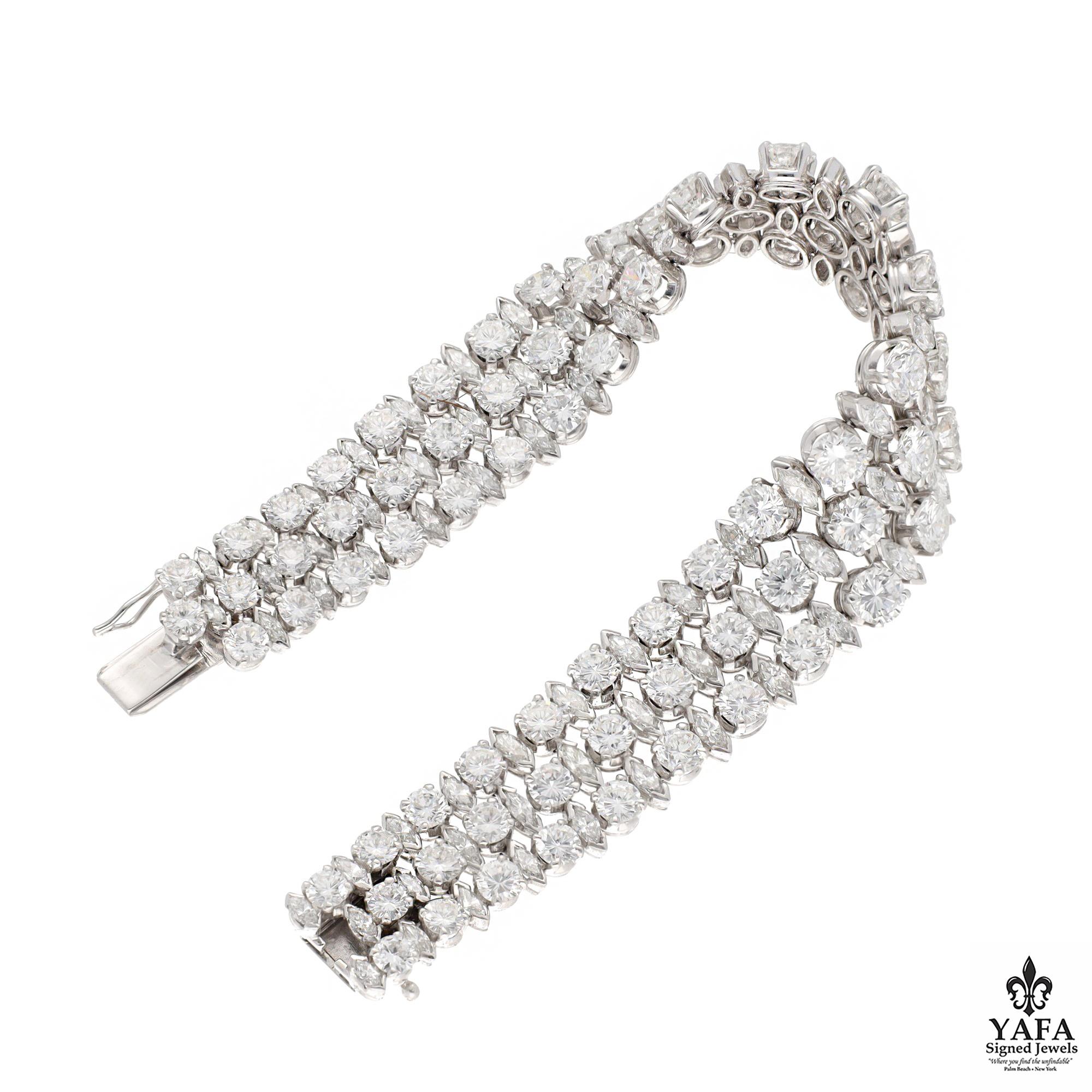 HARRY WINSTON Pulsera de 3 filas de diamantes en Excelente estado para la venta en New York, NY