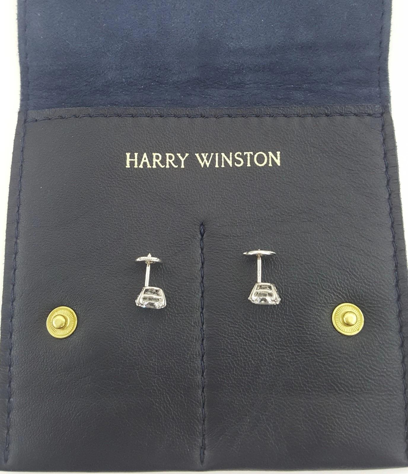 Harry Winston 3,08 Karat Gesamtgewicht Runder Brillantschliff Diamant-Ohrstecker Damen im Angebot
