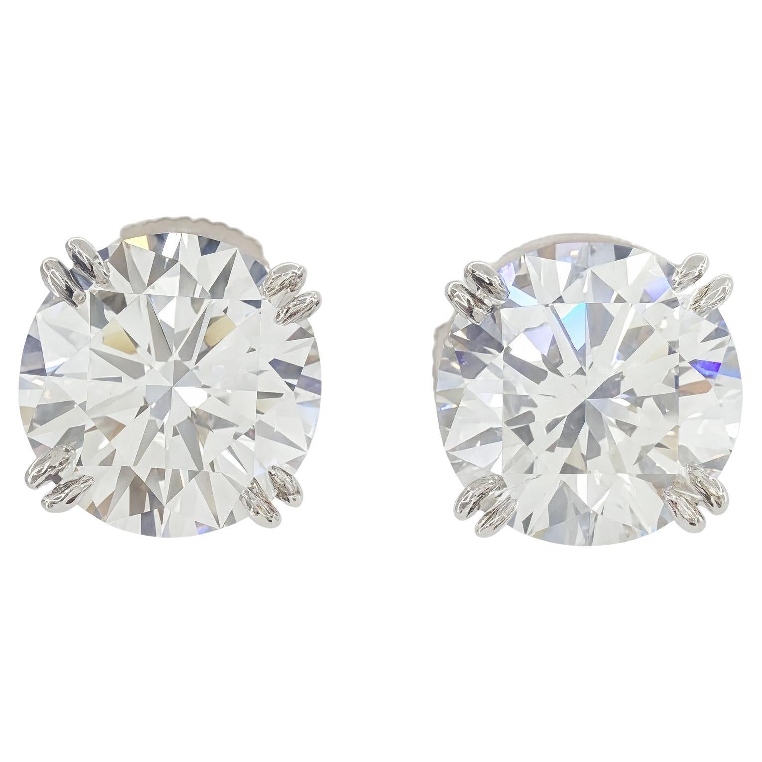 Harry Winston 3.08 Carat Total Weight Round Brilliant Cut Diamond Stud Earrings