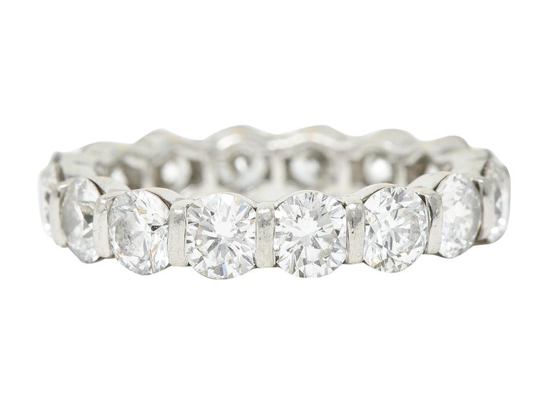 Harry Winston 3.50 Carats Round Brilliant Diamond Platinum Eternity Band Ring In Excellent Condition For Sale In Philadelphia, PA