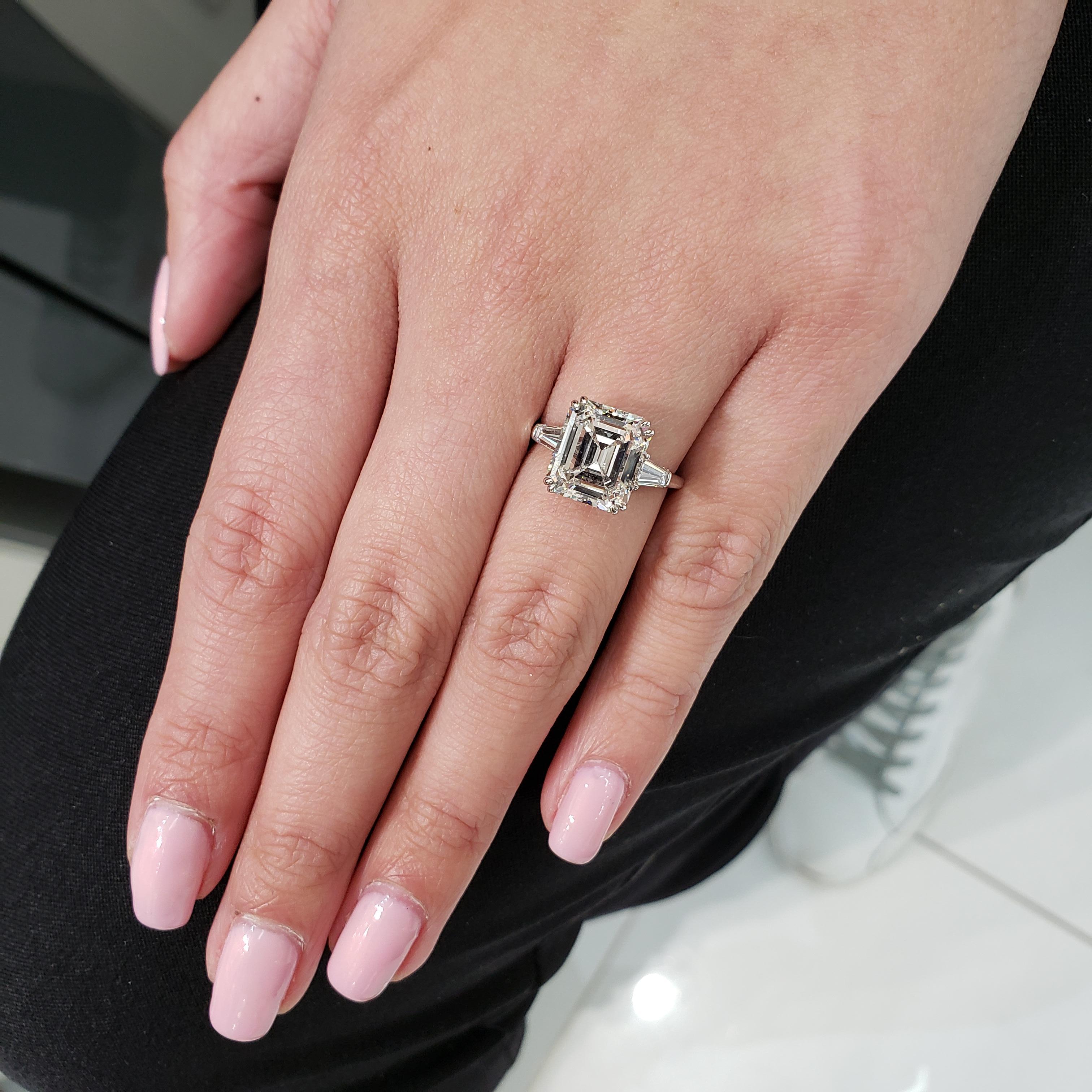 Women's Harry Winston 4.01 Carat Emerald Cut Diamond Three-Stone Engagement Ring
