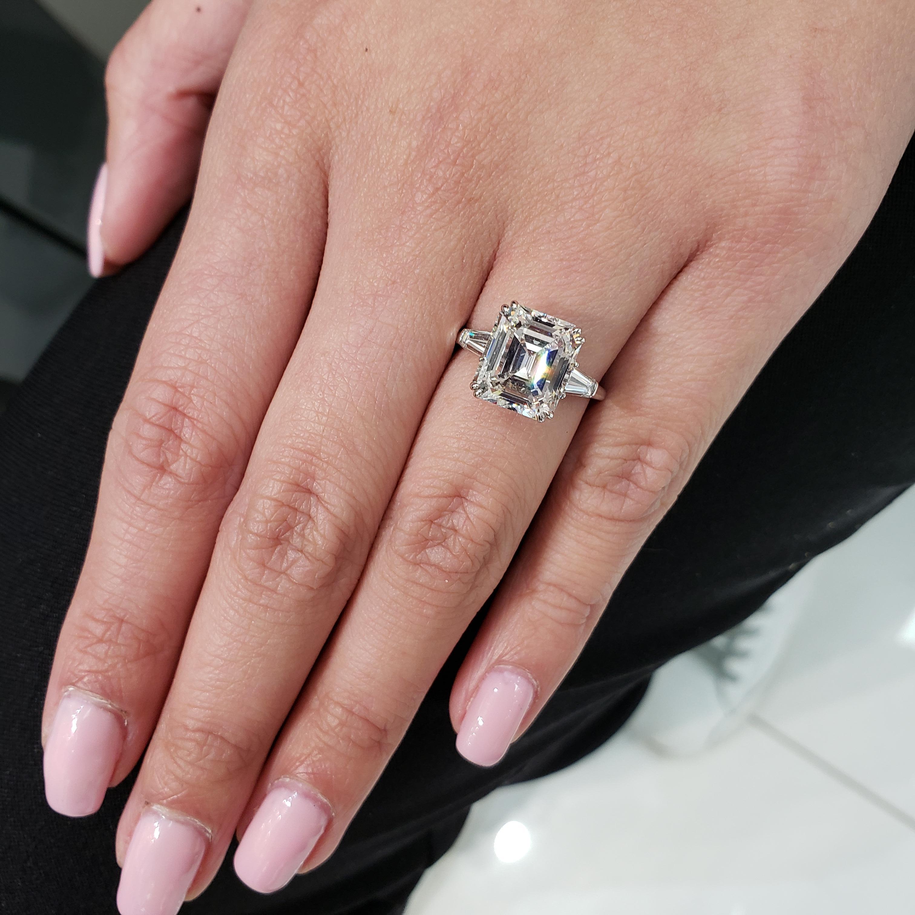 Harry Winston 4.01 Carat Emerald Cut Diamond Three-Stone Engagement Ring 1