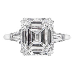 Harry Winston 4::01 Karat Smaragdschliff Diamant Dreistein Verlobungsring