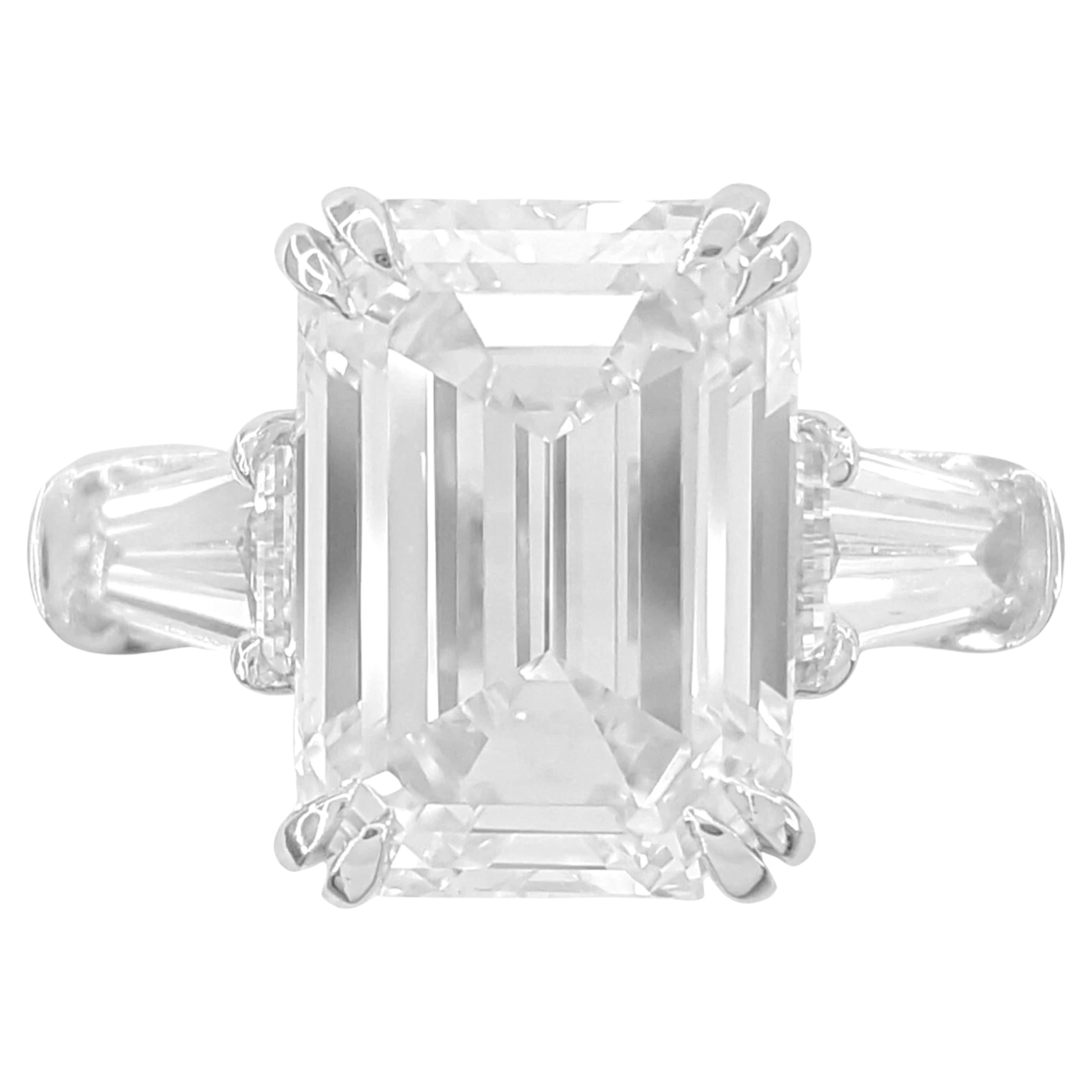 Harry Winston 4.12 ct Total Weight Emerald Cut Diamond Ring