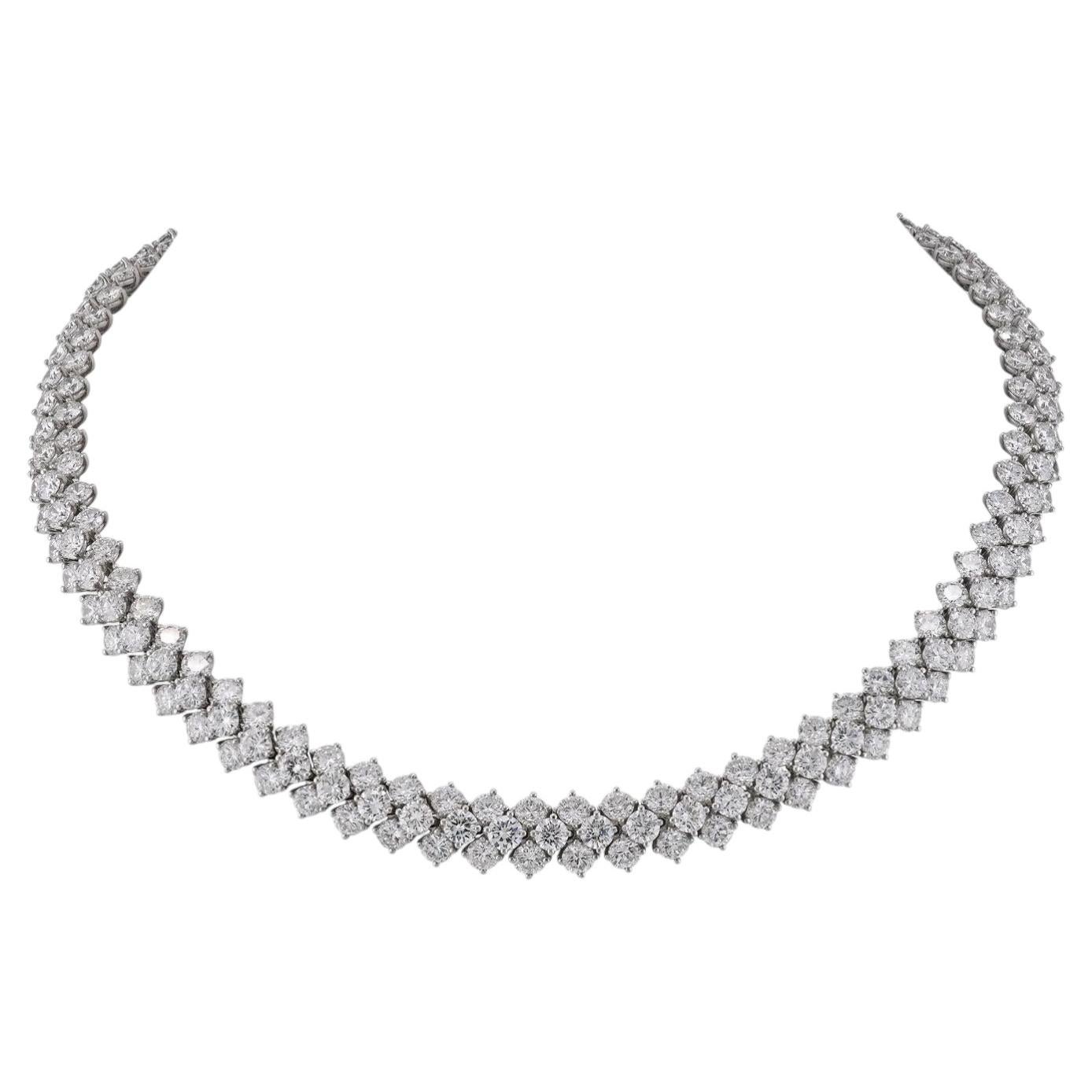 Harry Winston 44.50ct Round Diamond Platinum Necklace, Signed Jacques Timey
