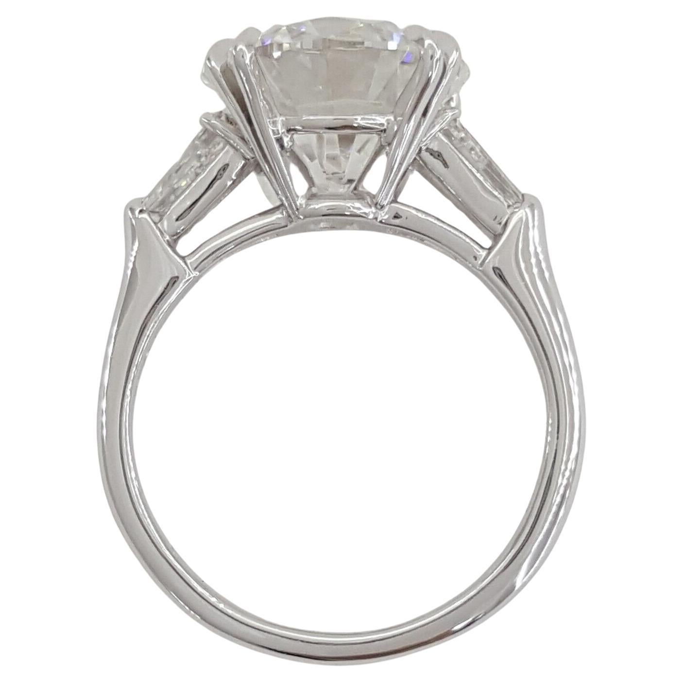 Round Cut HARRY WINSTON 4.49 Carat Investment Round Brilliant Cut Diamond Ring For Sale