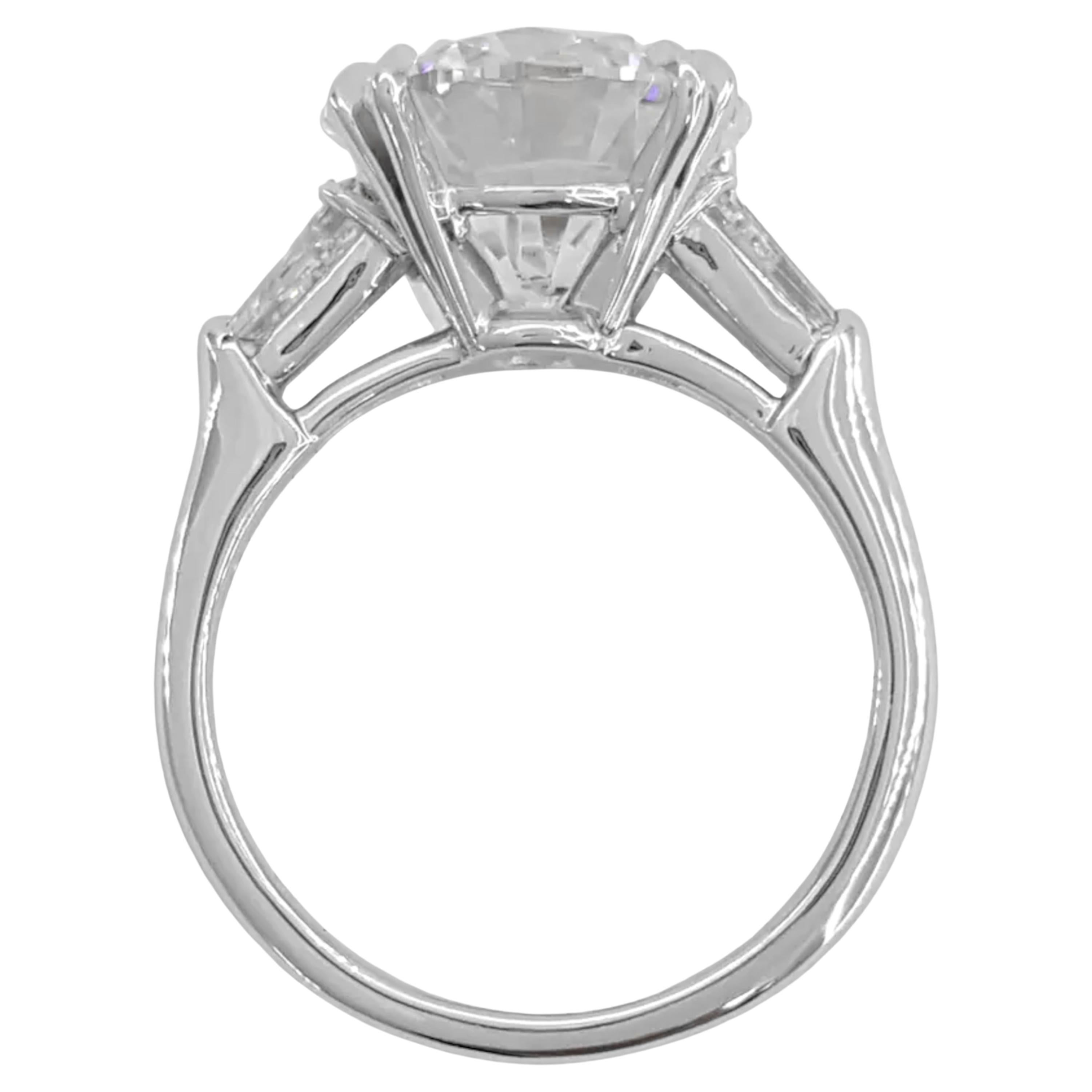 Round Cut Harry Winston 4.49 Ct. Round Diamond Ring For Sale