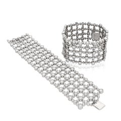 HARRY WINSTON 5 Row Lattice Motif Diamond Bracelet - Set of Two