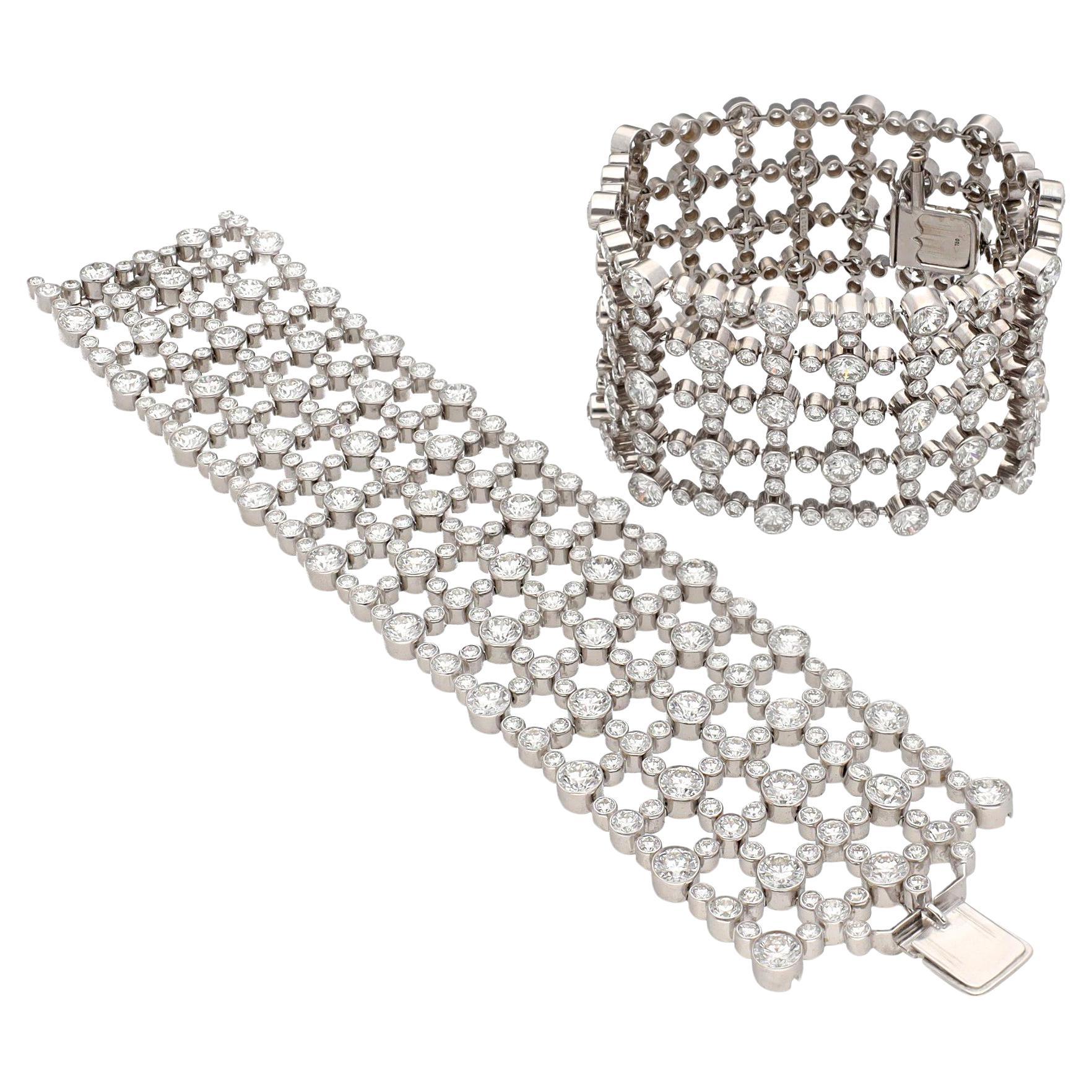 Harry Winston 5 Row Latus Motif Diamond Bracelet - Set of Two For Sale