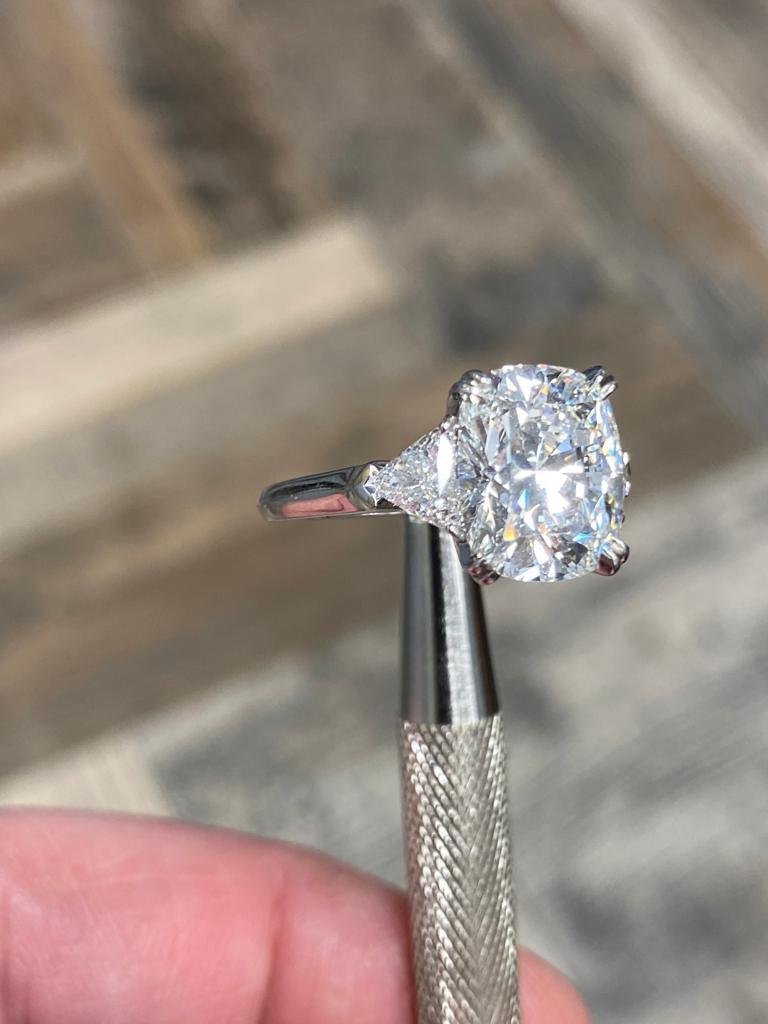Harry Winston 5.02 Carat Cushion Cut Diamond Engagement Ring In Excellent Condition In New York, NY