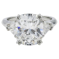 Used Harry Winston 5.02 Carat Cushion Cut Diamond Engagement Ring