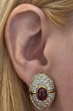 Harry Winston 5.70 Carat Ruby and Diamond Earrings