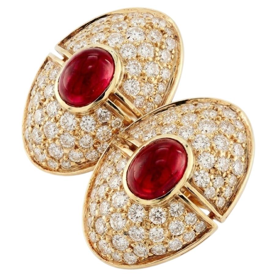 Harry Winston 5.70 Carat Ruby and Diamond Earrings