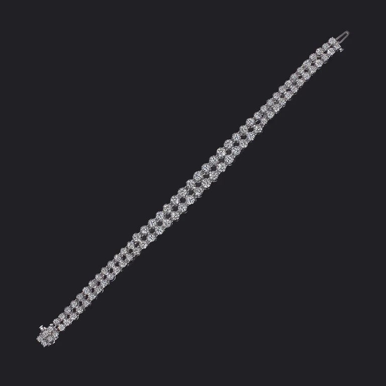 HARRY WINSTON Carat Vintage Double Tennis Bracelet 18 Carats White Gold