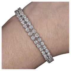 HARRY WINSTON 7 Carat Vintage Double Tennis Bracelet 18 Carats White Gold
