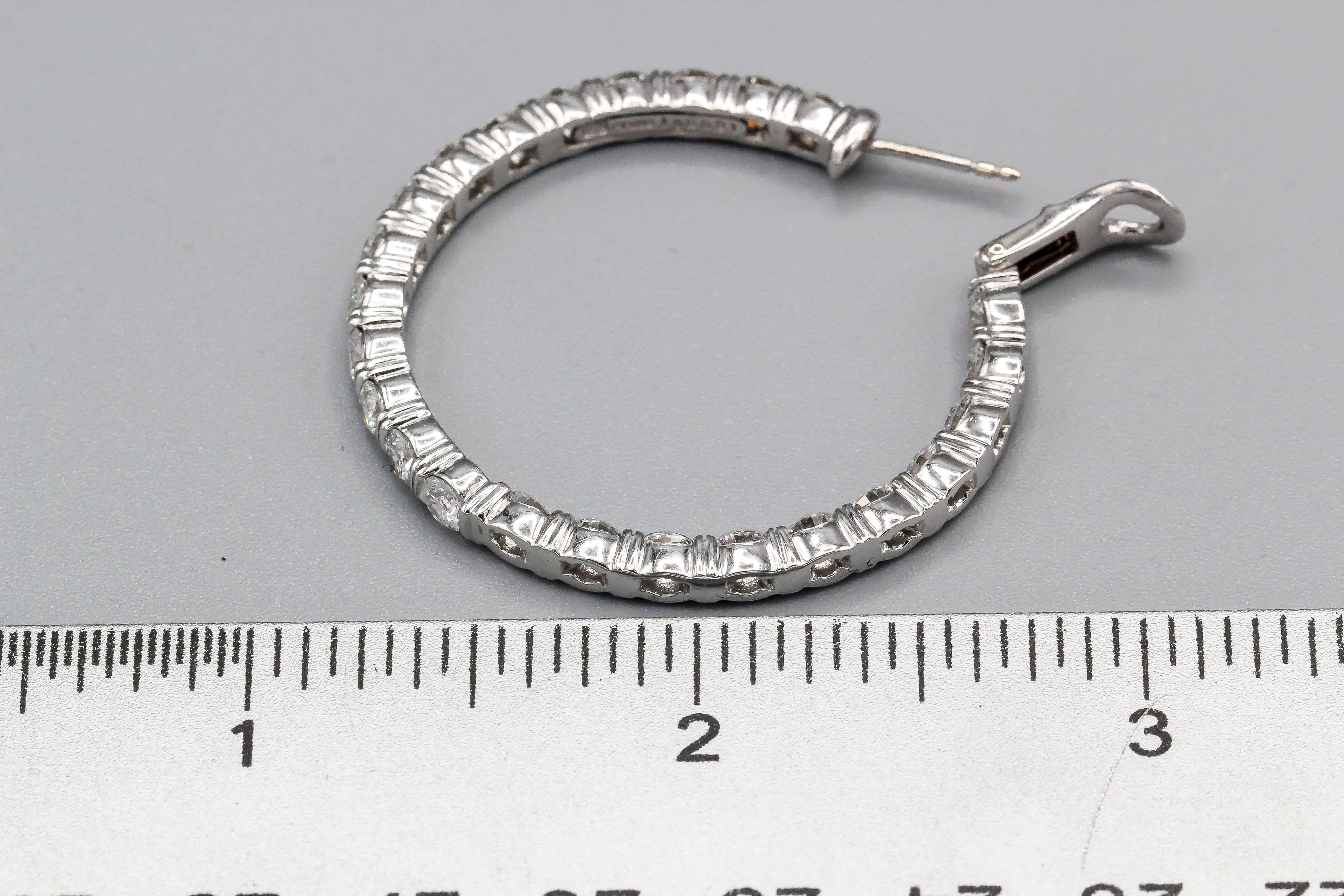Harry Winston 8.17 Carat Diamond and Platinum Inside Out Hoops Earrings In Good Condition For Sale In New York, NY