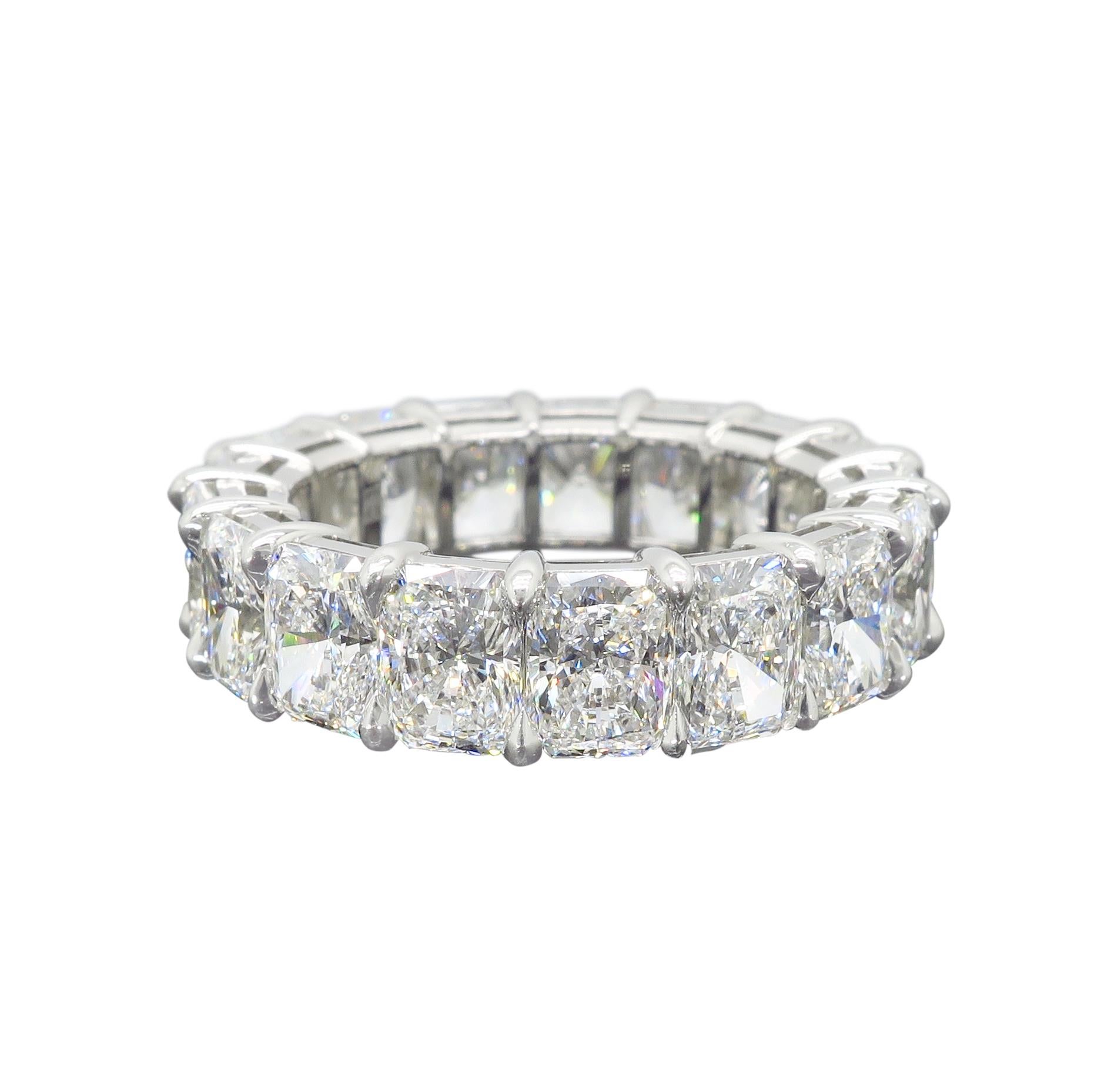 Harry Winston 9.35 Carat Radiant Diamond Platinum Eternity Rock Band Ring For Sale 3