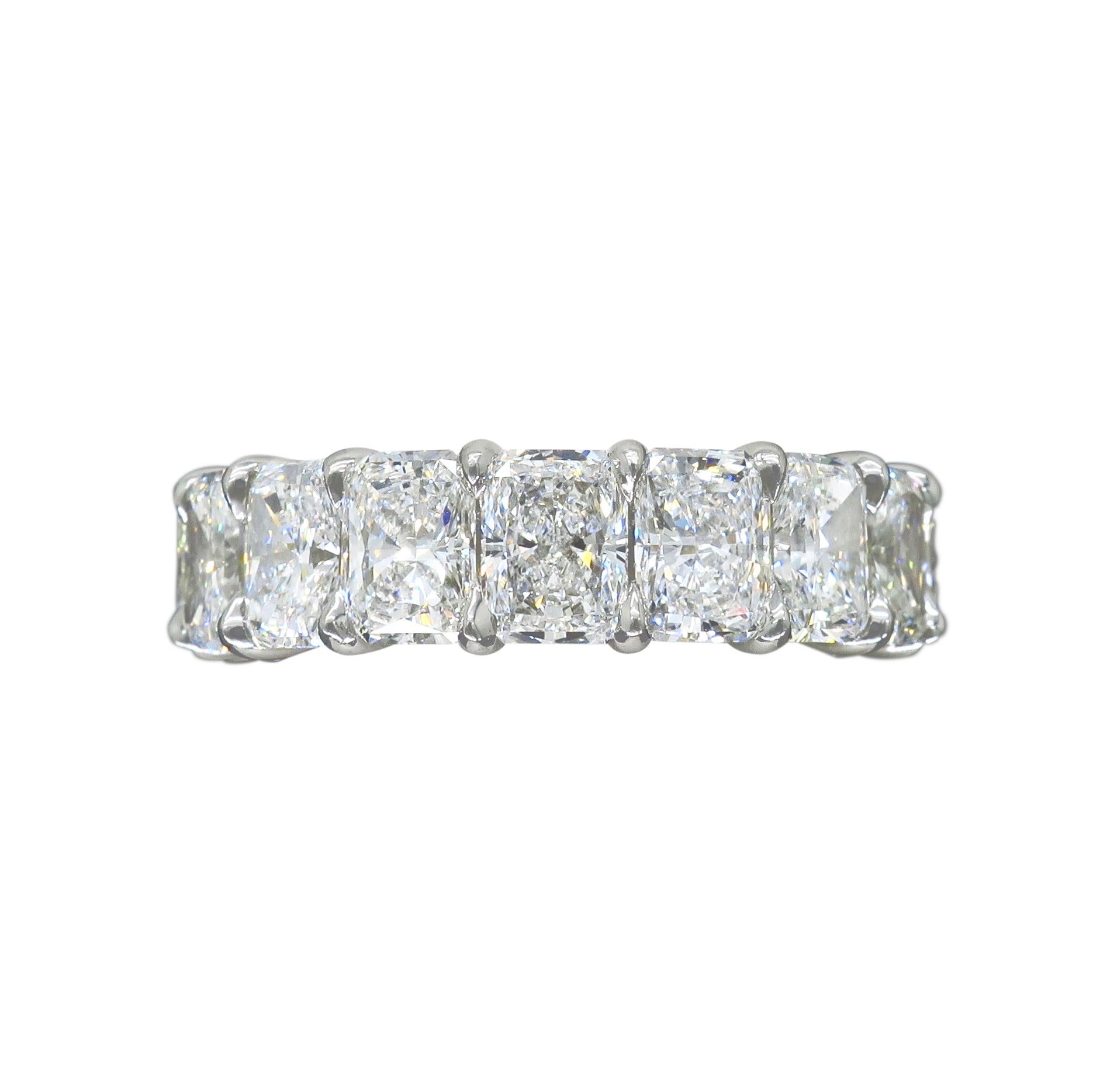 Harry Winston, bague à anneau d'éternité en platine avec diamants taille radiant de 9,35 carats en vente 7