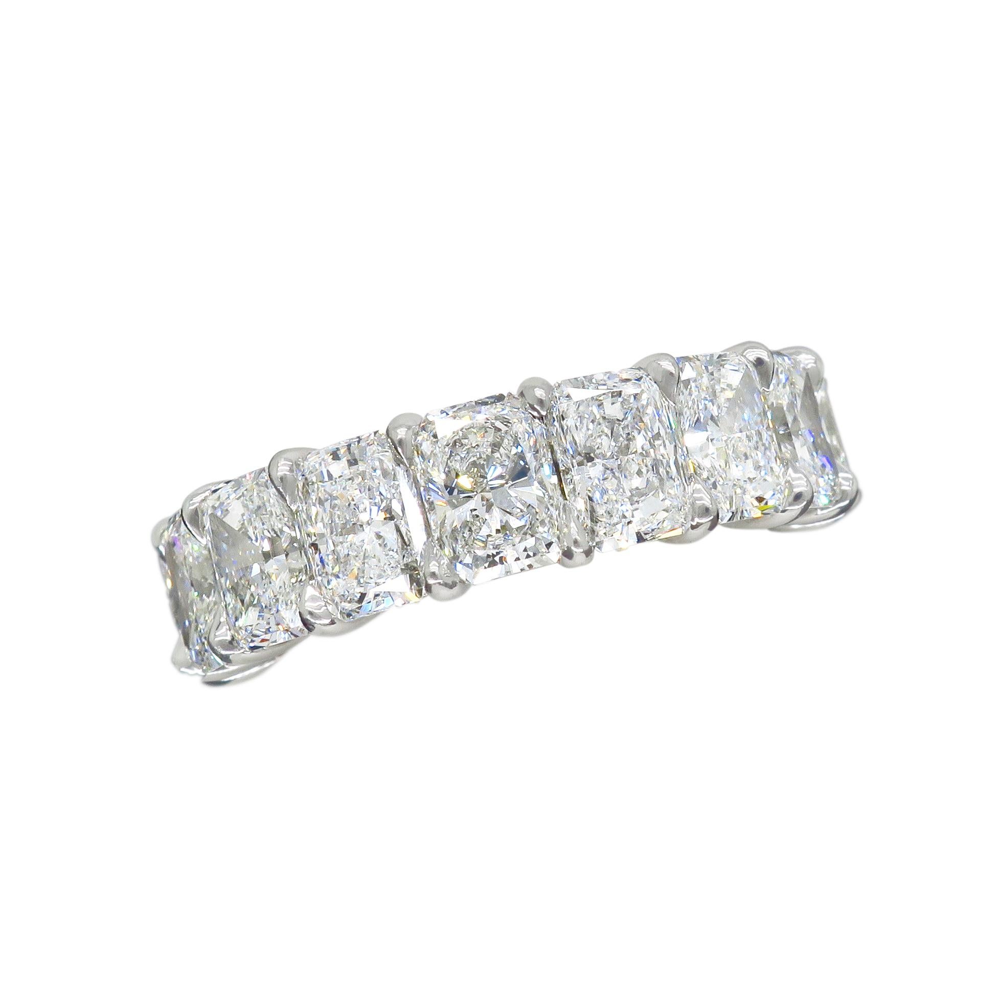 Harry Winston 9.35 Carat Radiant Diamond Platinum Eternity Rock Band Ring For Sale 5