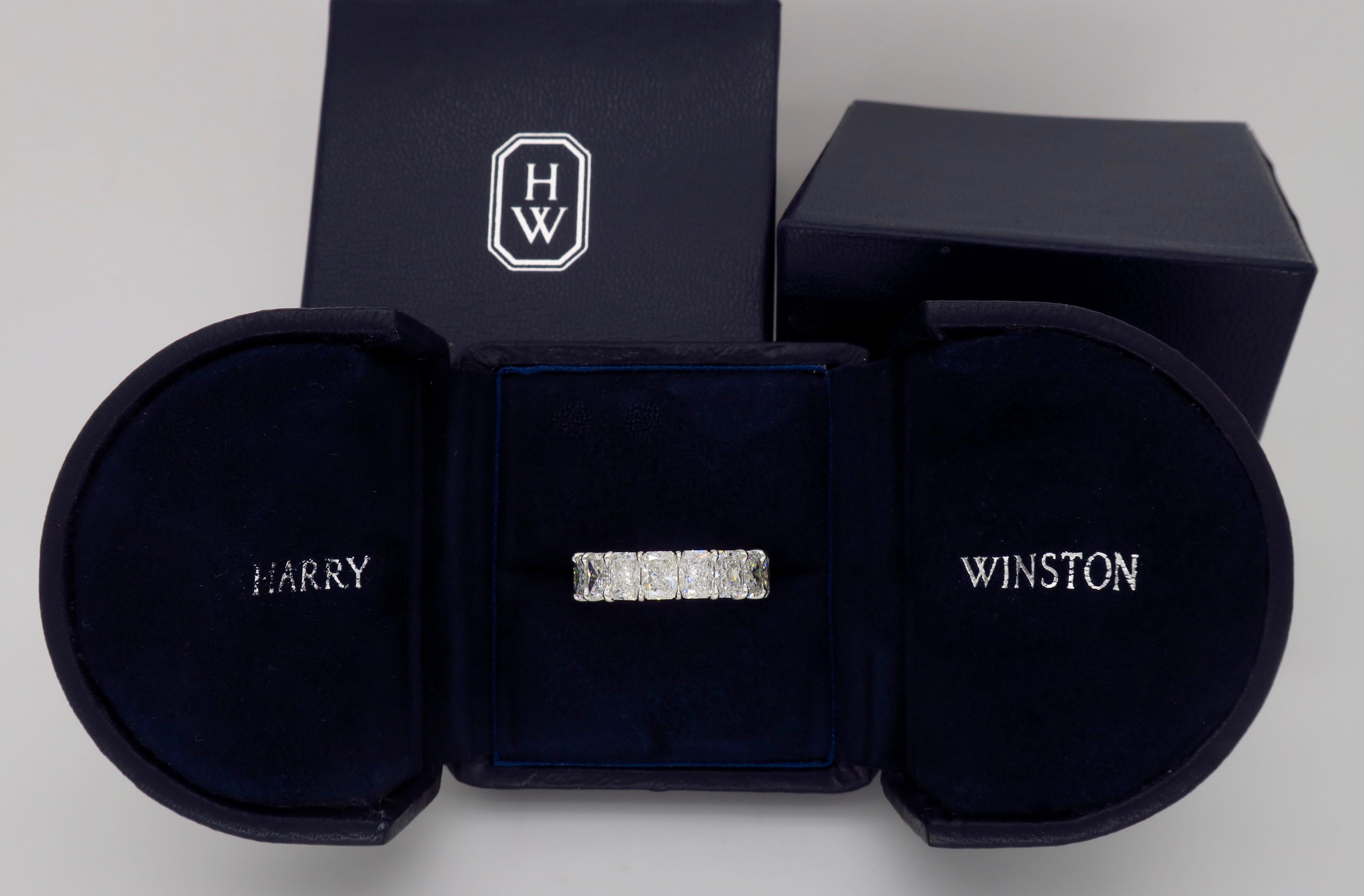 Harry Winston, bague à anneau d'éternité en platine avec diamants taille radiant de 9,35 carats Excellent état - En vente à Webster, NY