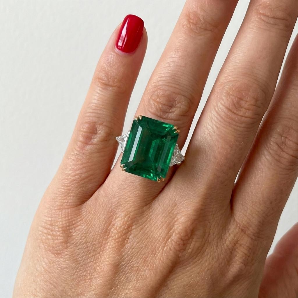 Harry Winston Bague en platine et or certifiée AGL 22 carats émeraude et diamant Excellent état - En vente à Chicago, IL