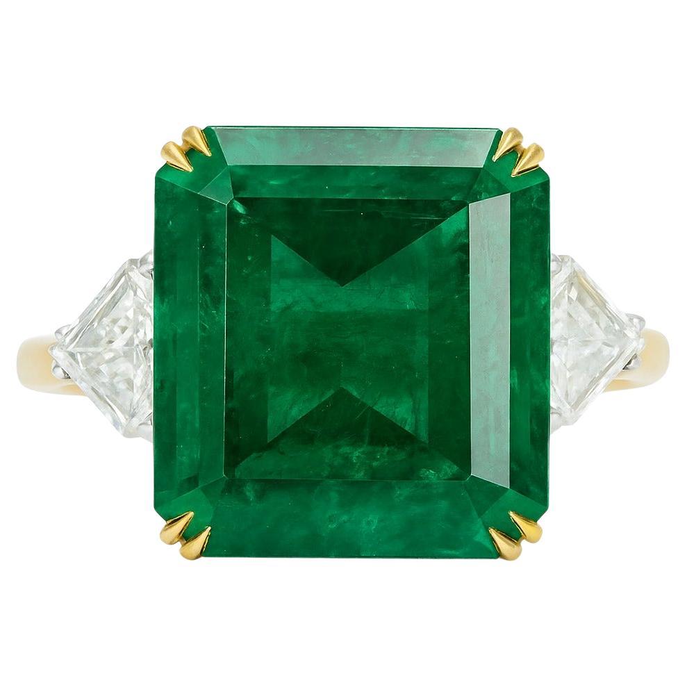 Harry Winston Bague en platine et or certifiée AGL 22 carats émeraude et diamant