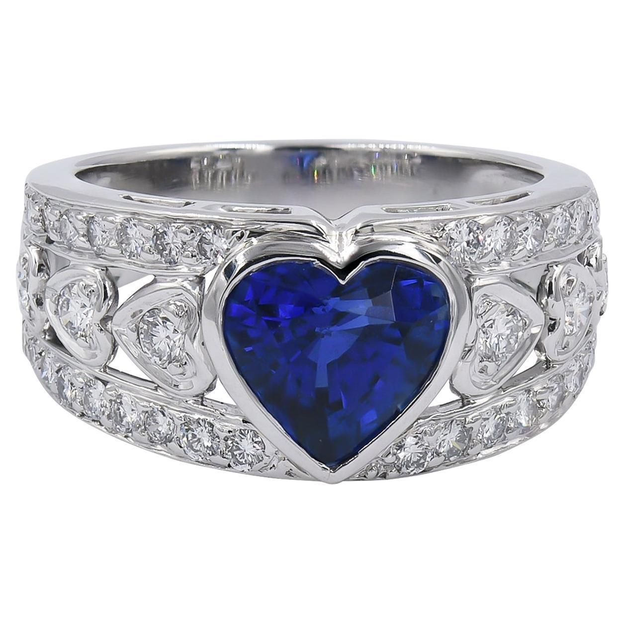 Harry Winston AGL Certified 2.65 Carat Sapphire Diamond Ring