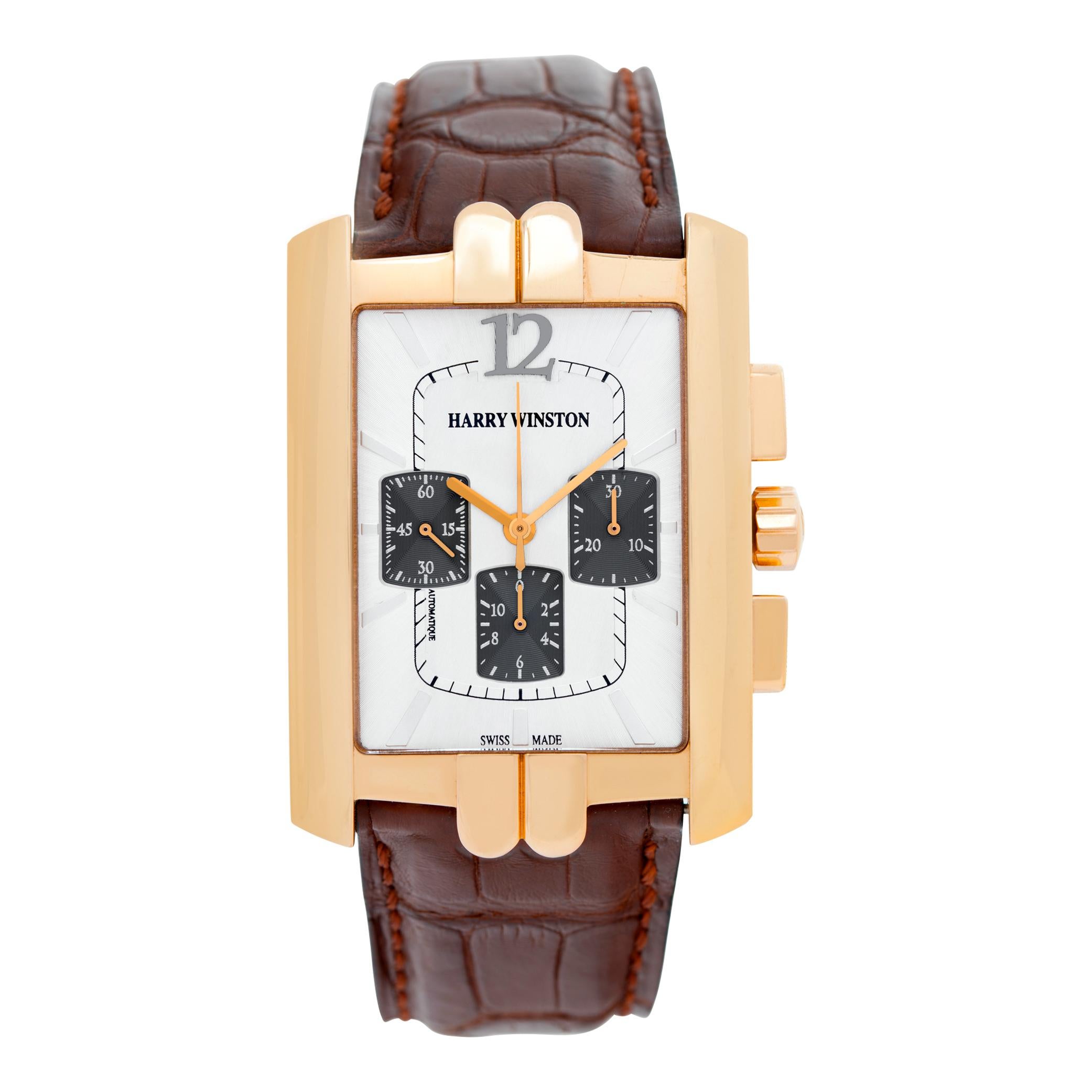 Harry Winston AVENUE 18k rose gold Automatic Wristwatch Ref 330/MCA For Sale