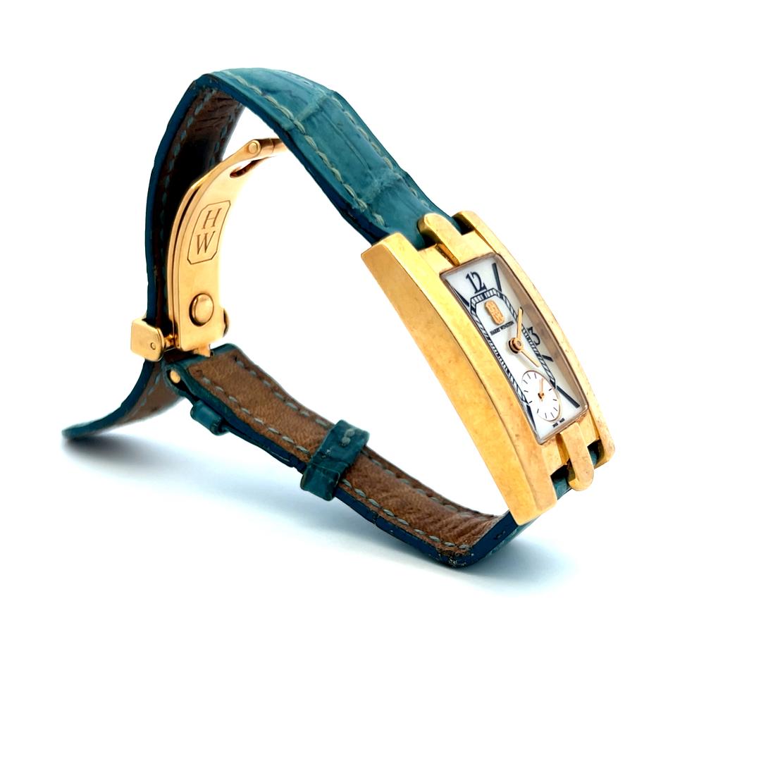 Harry Winston Avenue 36-22MM Zifferblatt 18 Karat Gelbgold Armbanduhr im Angebot 6