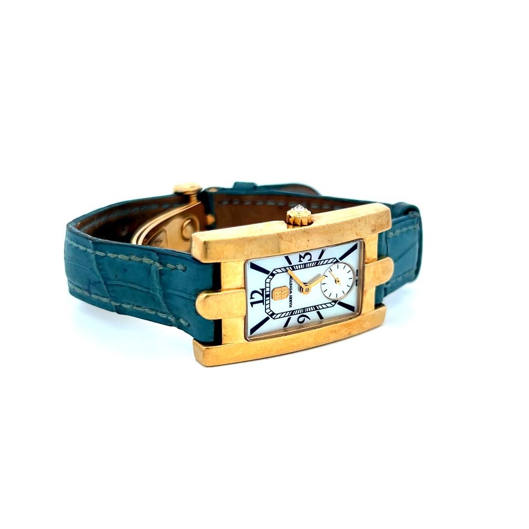 Harry Winston Avenue 36-22MM Zifferblatt 18 Karat Gelbgold Armbanduhr im Angebot 3