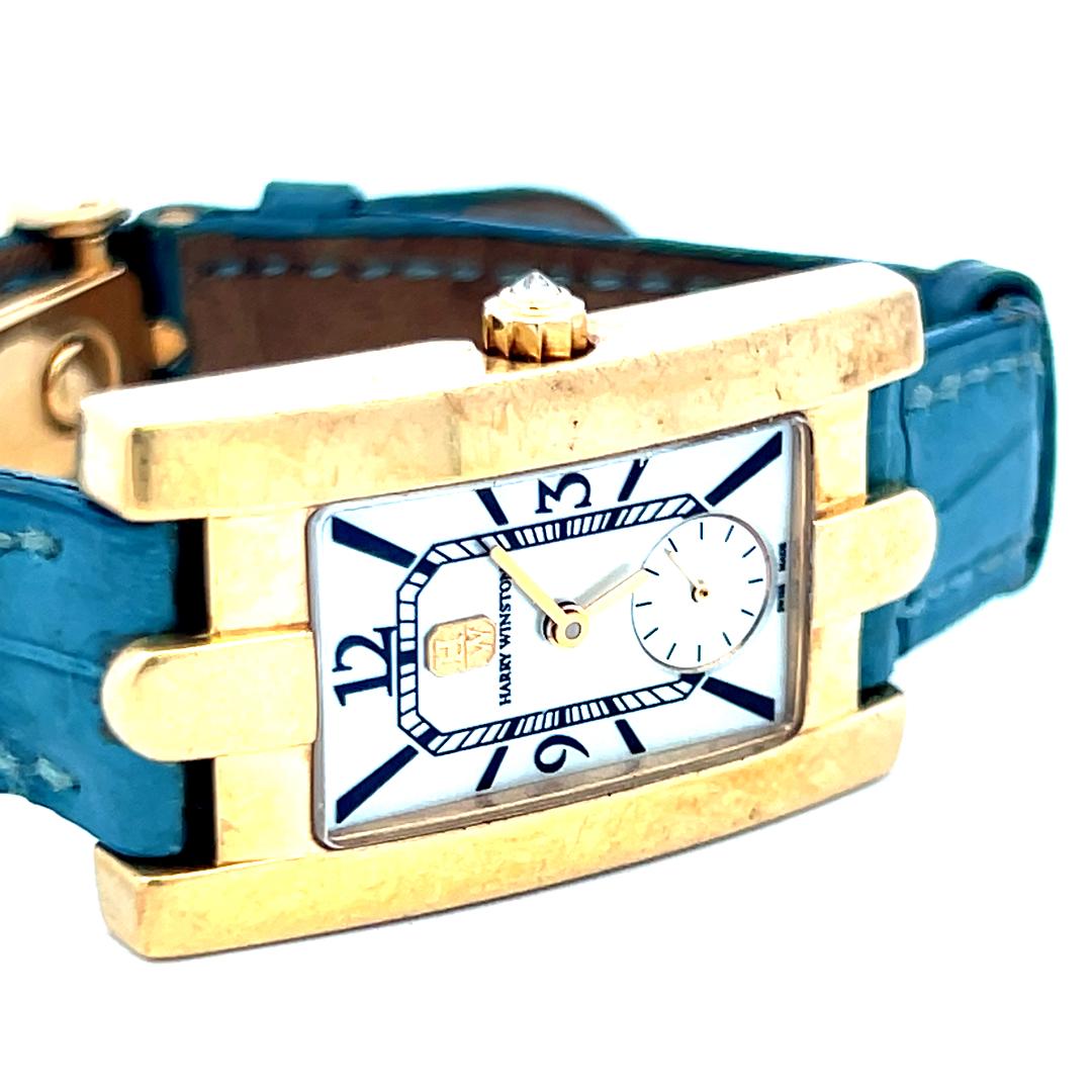 Harry Winston Avenue 36-22MM Zifferblatt 18 Karat Gelbgold Armbanduhr im Angebot 4