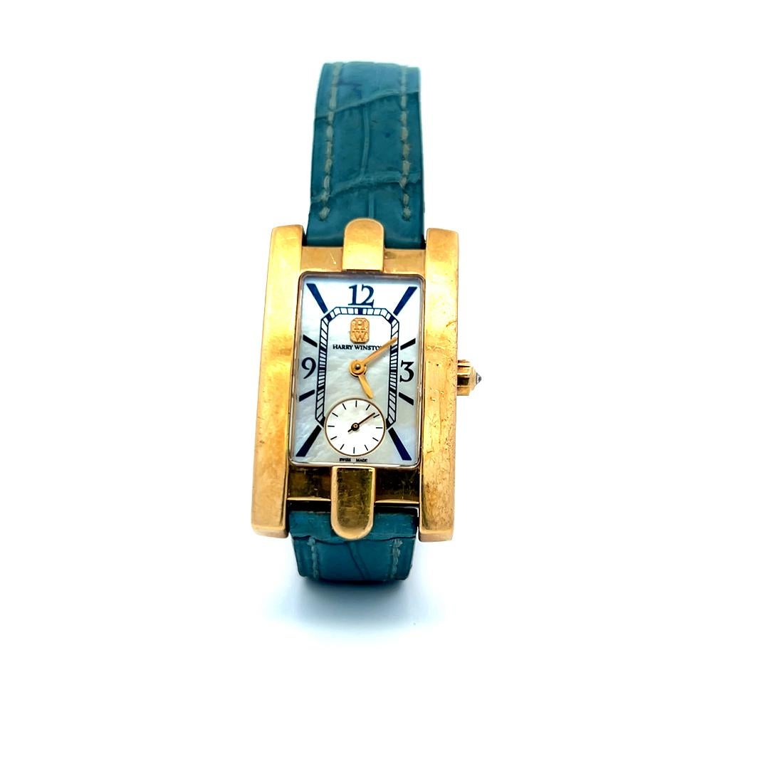 Harry Winston Avenue 36-22MM Zifferblatt 18 Karat Gelbgold Armbanduhr im Angebot 5