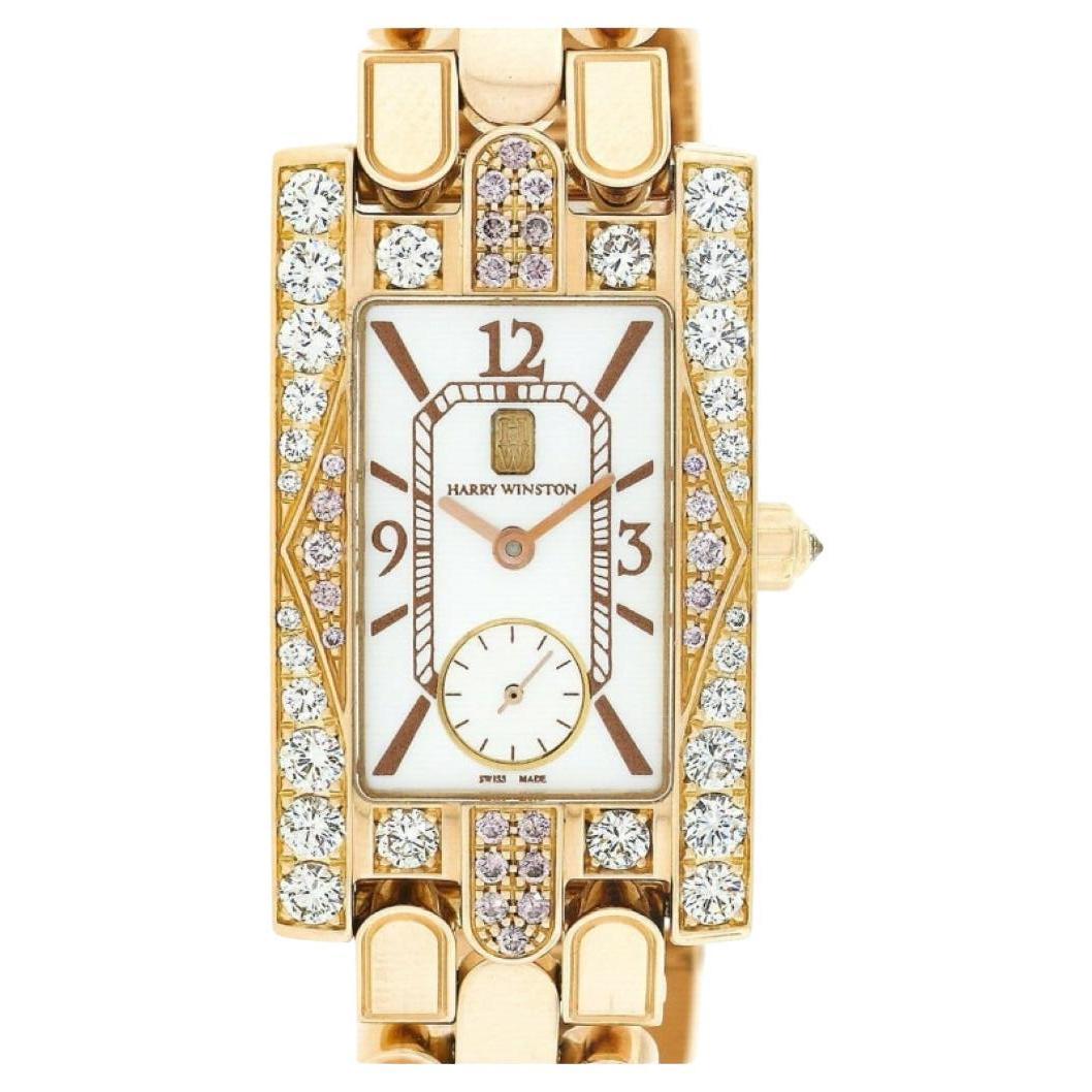 Harry Winston Avenue Classic 18k Rose Gold Pink White Diamond Watch
