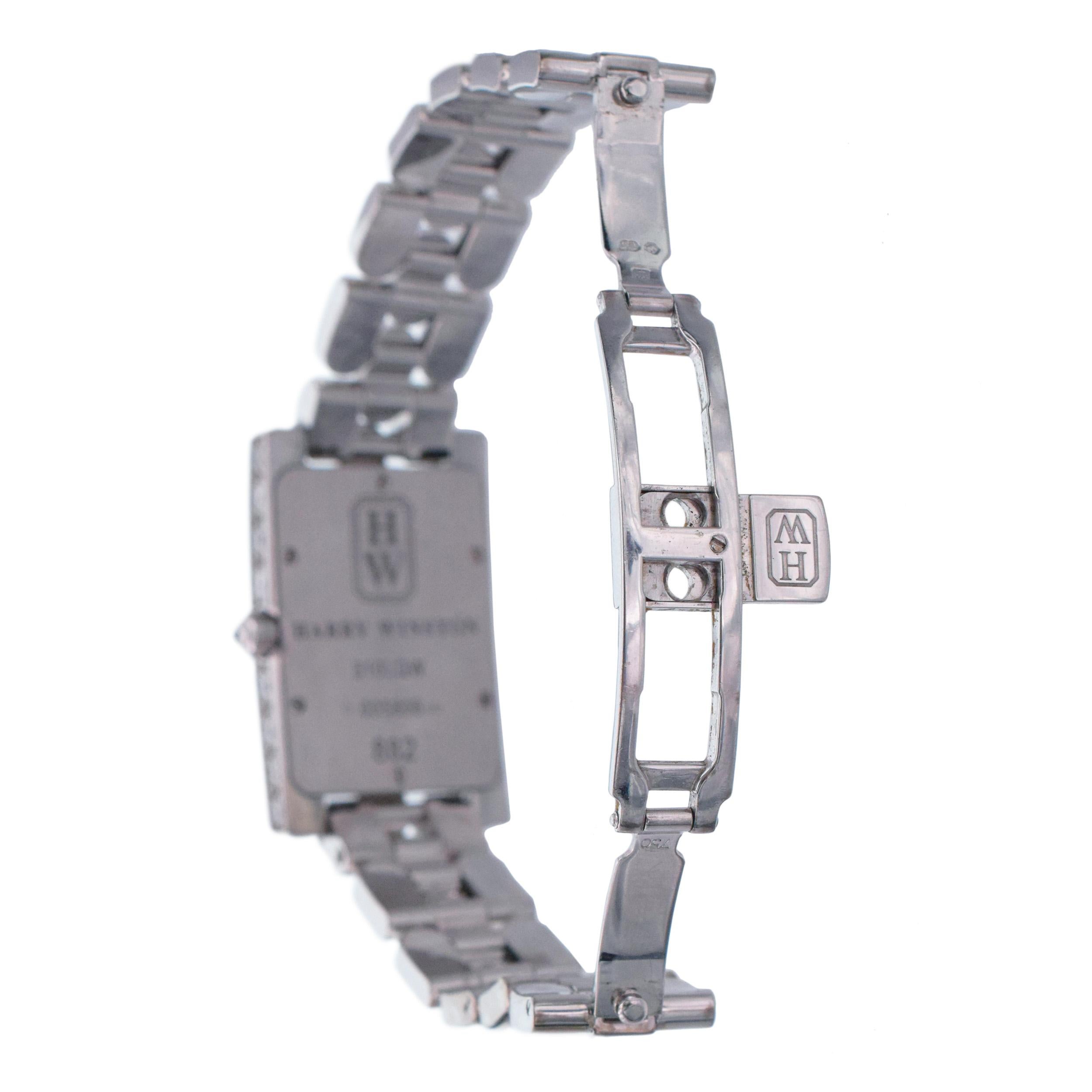 Harry Winston' Avenue ' Classic Aurora MOP Diamond And Sapphire Wrist Watch For Sale 5