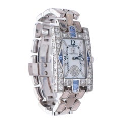 Harry Winston' Avenue ' Classic Aurora MOP Diamond And Sapphire Wrist Watch