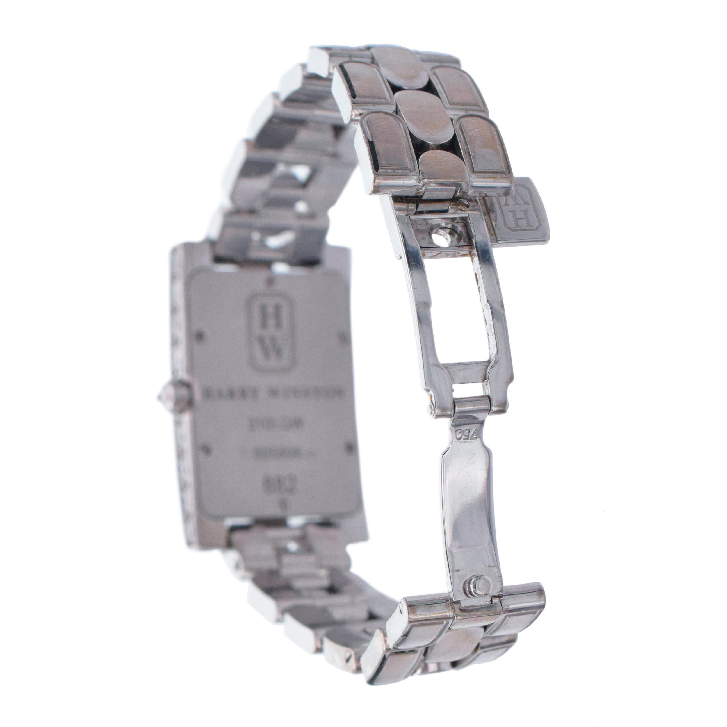 Harry Winston' Avenue ' Classic Aurora MOP Diamond And Sapphire Wrist Watch For Sale 1