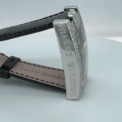 Harry Winston Avenue Diamond Watch 18K White Gold. Large Blue Face Original Box