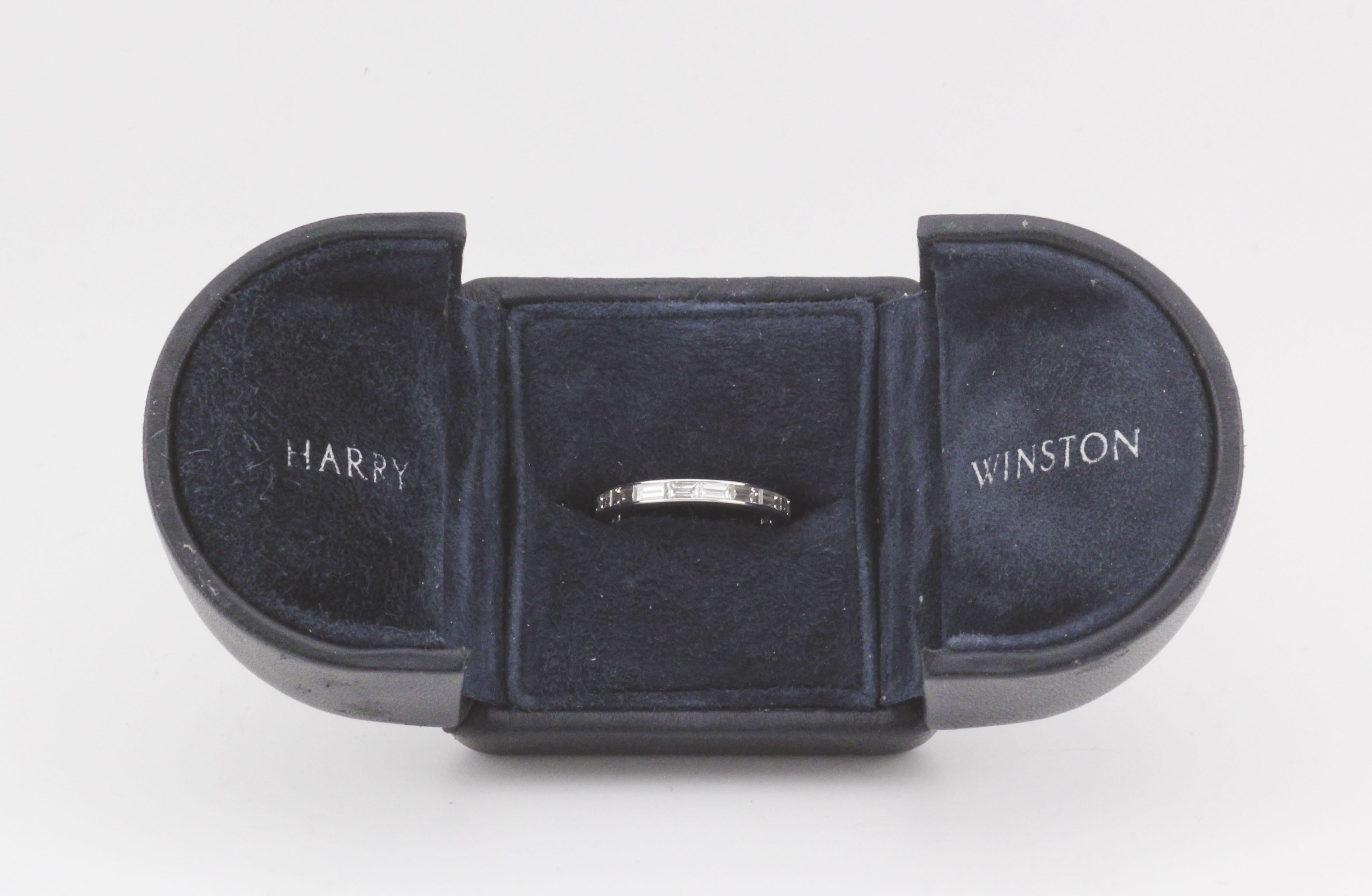 Harry Winston Baguette Diamant Platin Eternity Band Ring Größe 4,75 im Angebot 1