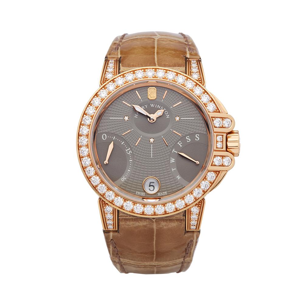 Harry Winston Biretrograde 18K Rose Gold OCEAB136RR023 Wristwatch