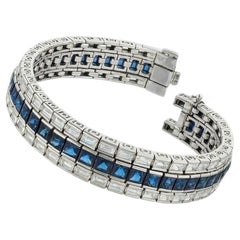 Harry Winston Blue Sapphire Diamond Platinum Bracelet 15 Carat
