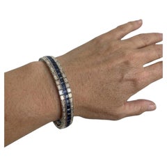 Harry Winston Blue Sapphire Diamond Platinum Bracelet 15 Carat