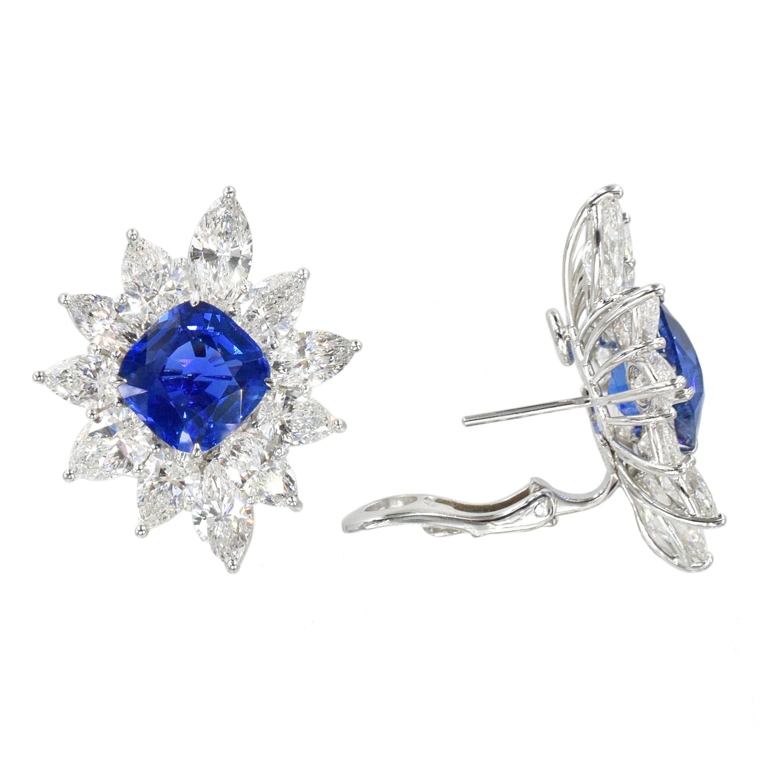 Ohrclips aus unbehandeltem Burma-Saphir und Diamanten von Harry Winston im Zustand „Hervorragend“ in New York, NY