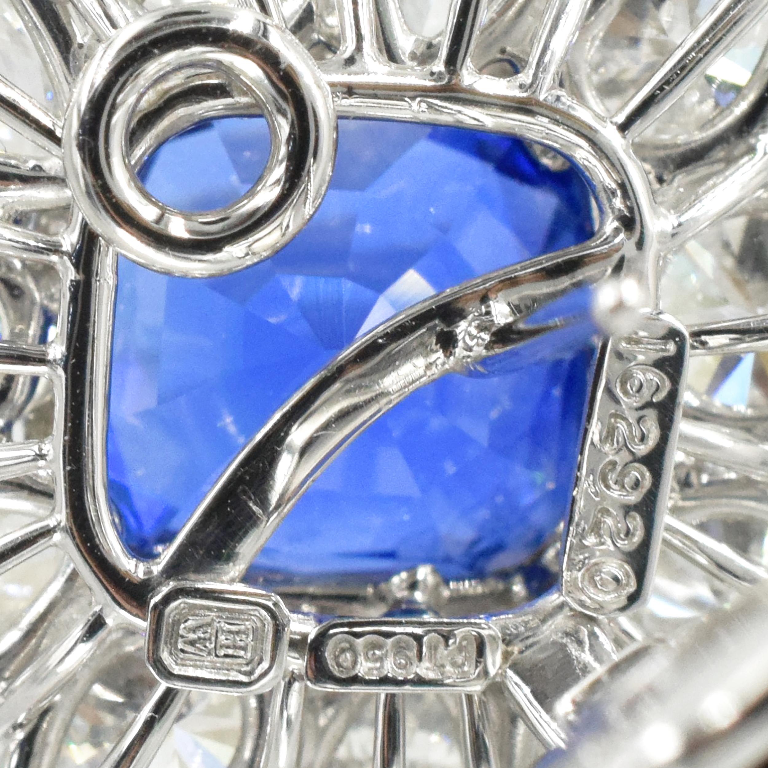 Harry Winston Burma No Heat Sapphire and Diamond Ear Clips In Excellent Condition In New York, NY