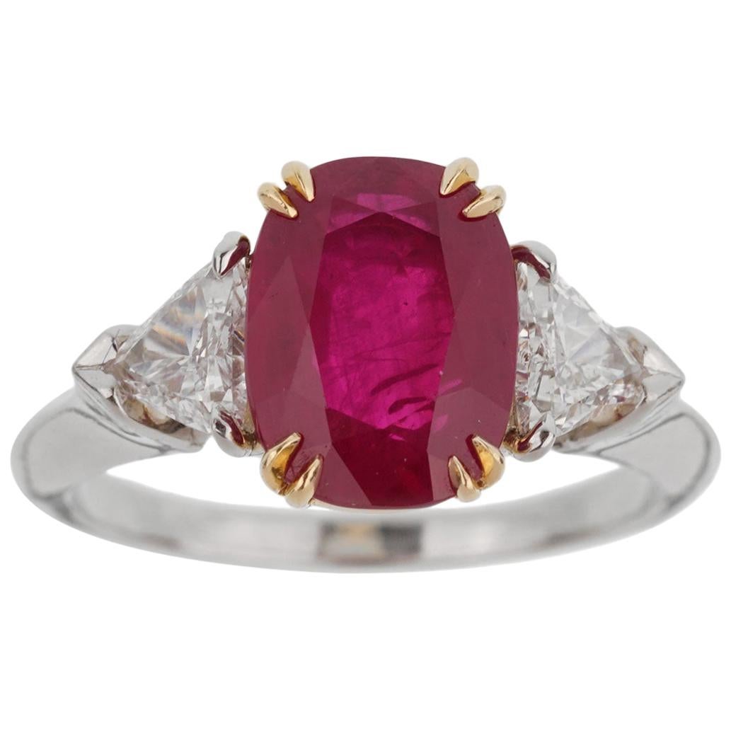 Harry Winston Burma Ruby Diamond Platinum GIA Certified Ring