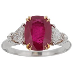 Harry Winston Burma Ruby Diamond Platinum GIA Certified Ring