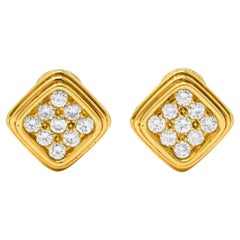 Retro Harry Winston by Jacques Timey 1.50 Carats Diamond 18 Karat Gold Clip Earrings