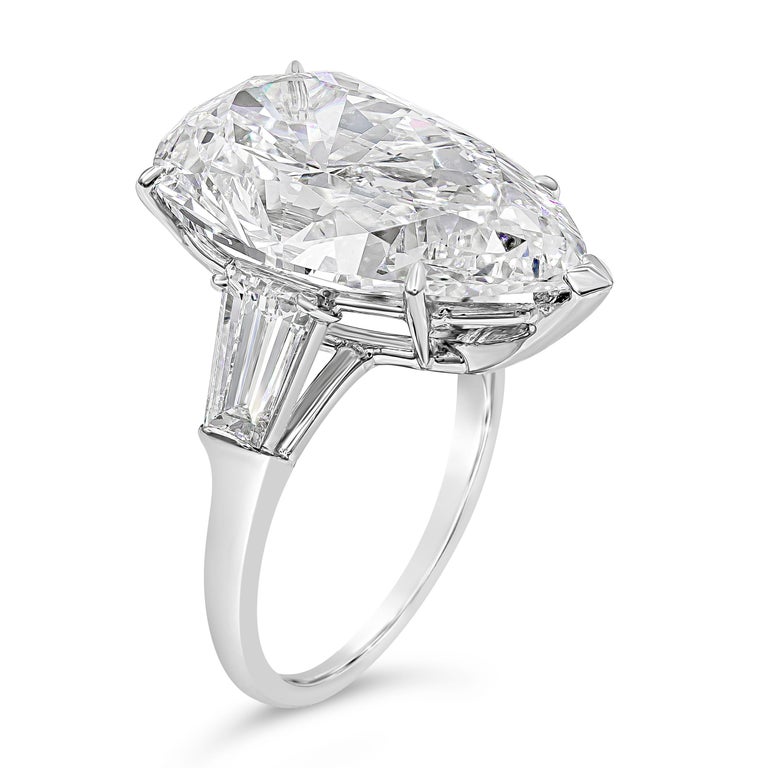 Pear Cut Harry Winston by Jacques Timey Pear Shape Diamond Three-Stone Engagement Ring For Sale