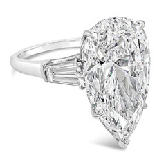 Harry Winston 12.00 Carats Pear Shape Diamond Three-Stone Engagement Ring