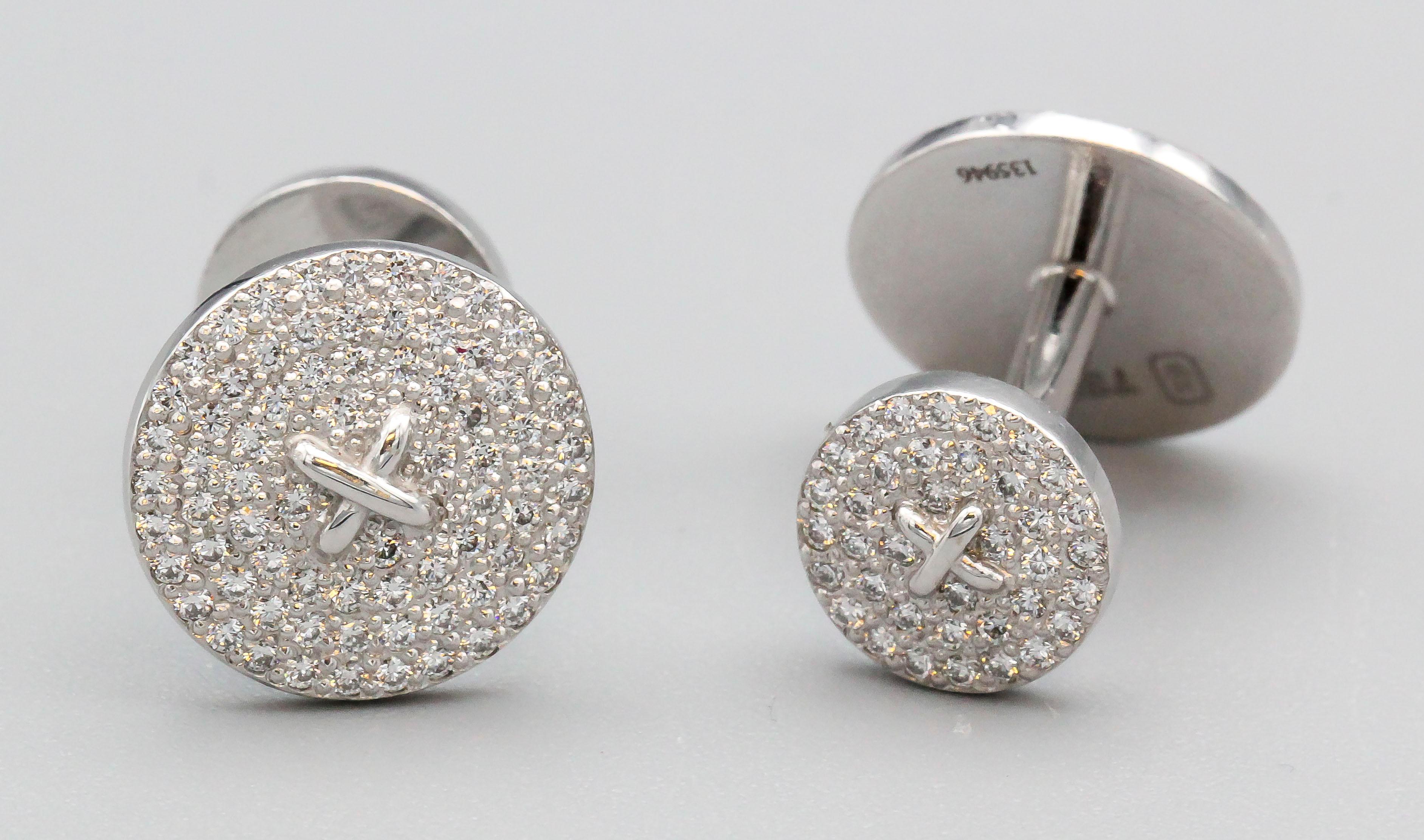 Harry Winston by Thom Browne Diamond 18 Karat White Gold Cufflinks Stud Set at 1stDibs harry
