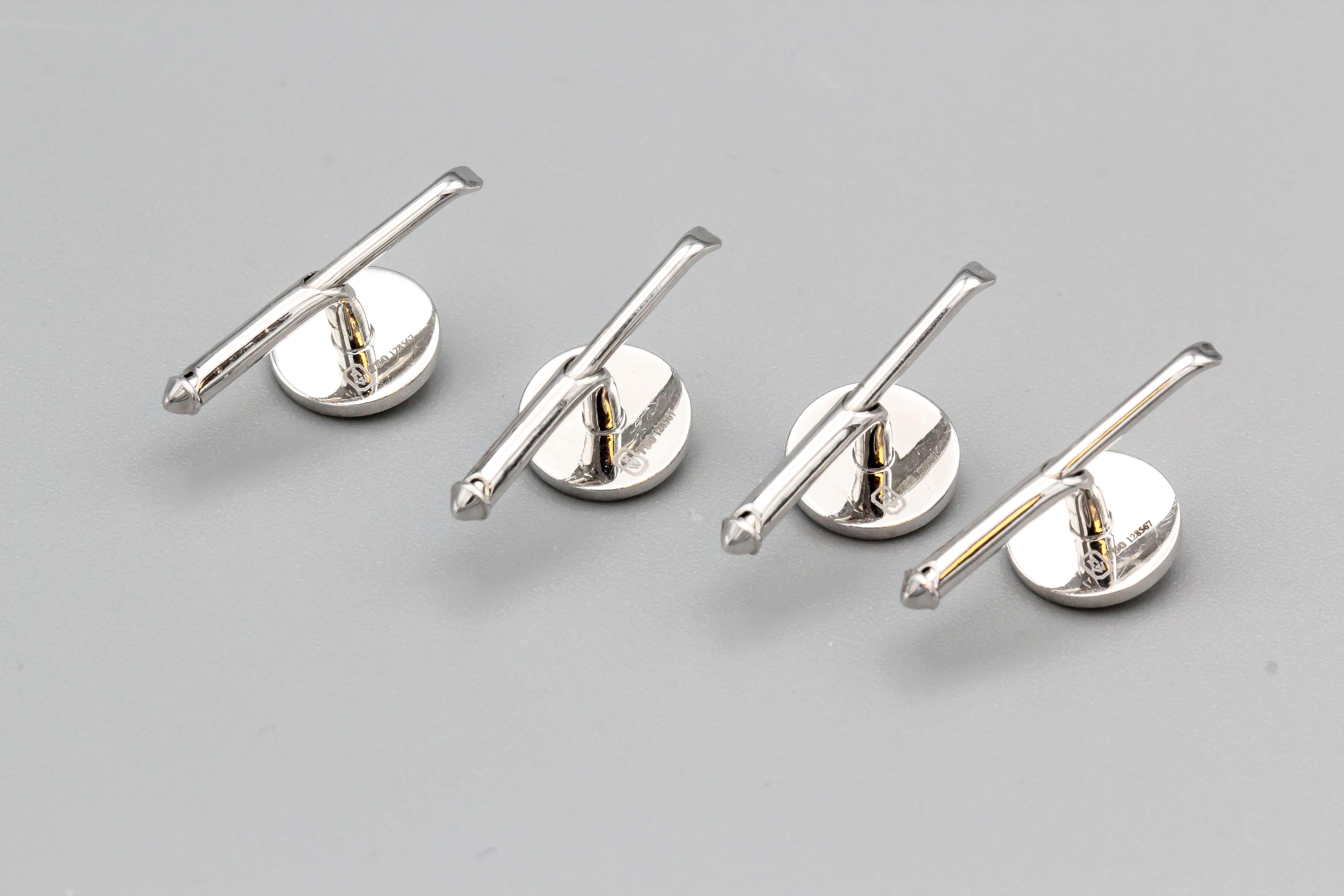 Harry Winston by Thom Browne Diamond 18 Karat White Gold Cufflinks Stud Set at 1stDibs harry